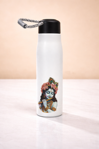 Bouteille d'eau imprimée Radha Krishna, bouteille d'eau en métal personnalisée avec impression de couple - Cadeau de bureau élégant - Product Image 5