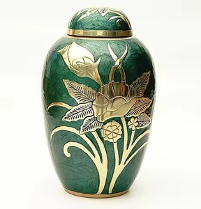 Arcadia Dark Turquoise Brass Cremación Urna para adultos para cenizas humanas Bolsa de terciopelo gratis - Product Image 4