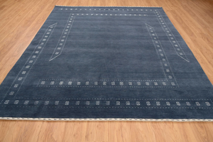 Tapis Gabbeh en laine bleu gris, tissé à la main, style minimaliste, grande taille pour salon, chambre à coucher, décoration intérieure - Product Image 5