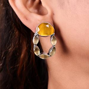 Pendientes Colgantes Boho Étnicos de Ónix y Latón para Fiesta, Joyería Chapada en Plata Antigua para Mujer - Product Image 6