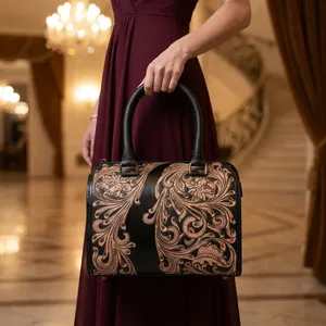 Vegan Leather Vintage Style Women's Hand Bag Designer Pattern Chains Decoration Two Straps Leather <b>Handbag</b> - Product Image 6