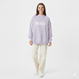 เสื้อสเวตเชิ้ตผู้หญิง คอเต่า ผ้าฟลีซ พิมพ์ลาย ถักทอ เป็นมิตรกับสิ่งแวดล้อม ระบายอากาศได้ดี เหมาะสำหรับฤดูหนาวและฤดูใบไม้ร่วง สไตล์ลำลอง สตรีทแวร์ ทรงหลวม - Product Image 2