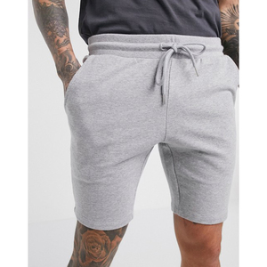 Shorts Bermuda en Coton Gris Uni pour Homme, Taille Mi-Haute, Élastique, Respirant, Coupe Décontractée Tricotée - Product Image 5