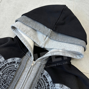 Chaqueta con cremallera personalizada, corte oversize, con triple capa de algodón grueso, estilo streetwear, corte boxy, capucha con cremallera, alta calidad - Product Image 4