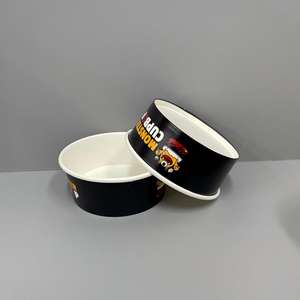 Ciotola per cibo da asporto in carta usa e getta su misura contenitore per cibo da asporto bianco bianco rosso nero ciotola di carta Kraft con coperchi - Product Image 3