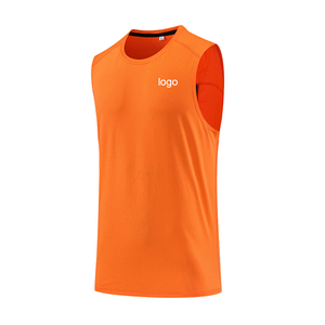 Men's <b>Lime</b> <b>Green</b> Sleeveless Tank <b>Top</b> O-Neck Quick Dry Sporty Knitted <b>Vest</b> Front Logo Heat Transfer Printing - Product Image 4