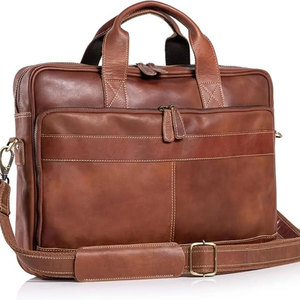 Sacs pour ordinateur portable en cuir de qualité supérieure, fermeture à glissière, design multi-poches, sacs pour ordinateur portable en cuir haut de gamme - Product Image 3