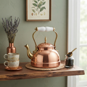 Tetera de Cobre Puro con Asa de Madera, Hervidor de Agua Tradicional Hecho a Mano para Té y Café, Utensilios de Cocina, Proveedor de Exportación - Product Image 2