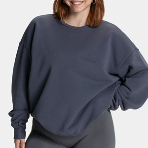 Sweat-shirt oversize uni pour femme, imprimé sur mesure, manches longues, épaules tombantes, col rond - Product Image 1