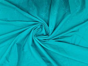 Tela bordada de algodón tejida de la mejor calidad en azul pavo real/Firozee, ligera y transpirable para vestidos de mujeres y niñas. - Product Image 5