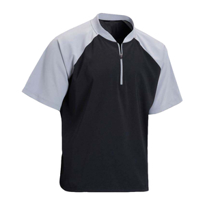 Service OEM – Nouveau Maillot de Baseball Respirant et Hydrofuge à Manches Courtes avec Col Zippé pour Adultes – Noir, Antibactérien, Idéal Entraînement en Cage de Frappe - Product Image 1