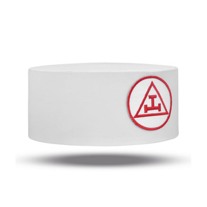 Gorra de Capítulo Royal Arch Blanca con Corona, Fabricante de Gorras Ceremoniales Bordadas Personalizadas de Primera Calidad, Bordado a Máquina Triple Tau Rojo - Product Image 2