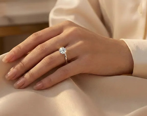 Anillo de Diamante Moissanite de Forma Redonda en Plata de Ley 925, Regalo para Ella - Product Image 2