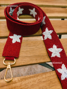 Handcrafted Luxury Eco-Friendly High Quality Portable Beaded Strap Red White Star Pattern Fashionable Purse <b>Bag</b> <b>Accessory</b> - Product Image 5