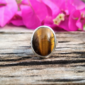 Natural <b>Tiger</b> <b>Eye</b> Stone <b>Ring</b> Handmade 925 Silver Gemstone Jewelry <b>Ring</b> For Her/Him - Product Image 2