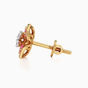 Boucles d'oreilles clous florales de luxe en or rose 10K 14K 18K et argent 925 935, serties de pierres précieuses taille poire, inspirées de la nature, pour femme - Product Image 4