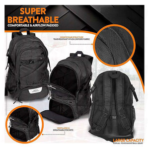 Premium <b>Black</b> Gym Bag with Ball and Shoe Compartment Large Capacity Basketball Sports Training <b>Backpack</b> Durable <b>Waterproof</b> - Product Image 3