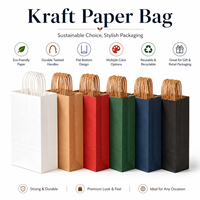 Sac à emporter en papier kraft classique écologique avec poignée, impression numérique, logo personnalisé