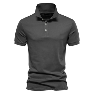 Camisa de Manga Corta Negra para Hombre, de Lona Bordada, Formal, de Color Sólido, de Secado Rápido, Transpirable, de Punto, Corte Regular, Personalizada - Product Image 3