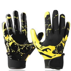 Black Yellow Dripping Pattern <b>Full</b> Finger Breathable PU Gloves Hook & Loop Closure Non <b>Slip</b> Outdoor Unisex All Seasons Use - Product Image 5