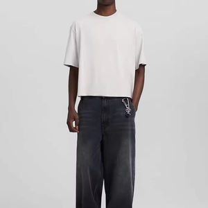 T-shirts pour hommes de haute qualité en gros, 100% coton, coupe ample, extensibles, à épaules tombantes, coupe courte, prix abordable - Product Image 5