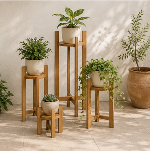 Vintage Wooden Plant Stand Set Solid Wood Flower <b>Pot</b> <b>Holder</b> Indoor/Outdoor Living Room Multi-Tier Corner Display Rack Garden - Product Image 4