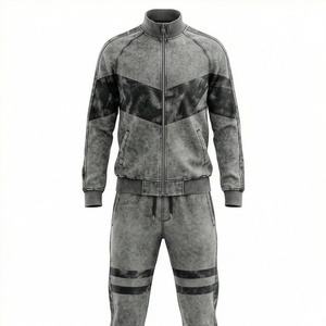 Customized Logo Style Unisex <b>Tracksuit</b> Zipper Hoodie Flared Sweatpants Acid Washed Vintage Activewear Jogging Streetwear - Product Image 1