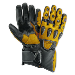 ถุงมือหนังสำหรับขี่รถแบบเต็มนิ้ว สีแดงดำ สายรัดข้อมือปรับได้ ปิดด้วยตะขอและห่วง กันลื่น สำหรับขี่กลางแจ้ง - Product Image 5