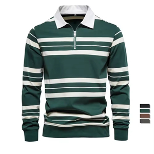 เสื้อโปโลแขนยาวผู้ชาย บริการรับผลิตแบบ OEM เสื้อโปโลคอปกเปล่า ปักโลโก้ตามสั่ง เสื้อโปโลแขนยาวสำหรับผู้ชาย - Product Image 2