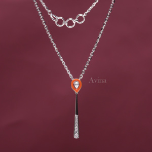 Pendentif goutte en émail orange avec diamant rond cultivé en laboratoire certifié IGI, en or blanc/rose et or jaune 14 carats, bijoux fins de créateur modernes - Product Image 3