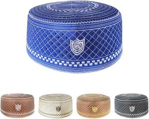 หมวกคลุมผมอิสลามสำหรับผู้ชาย ทำจากผ้าฝ้าย ปักลายสีขาว สไตล์ชาติพันธุ์ สำหรับสวมใส่ประจำวันและประกอบพิธีกรรมทางศาสนา - Product Image 3