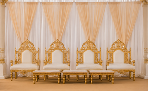 Grand Mandap de mariage moderne en or blanc, style sud-indien, en fibre de verre, léger, taille personnalisable, design sculpté, Royaume-Uni - Product Image 5