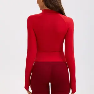 Custom Logo Lightweight Breathable Plus Size Athletic Fitness <b>Yoga</b> Top Long Sleeve Zipped <b>Jacket</b> Women Four-Way Stretch Sports - Product Image 2