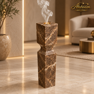 ALABANZA ENTERPRISES Brûleur à Bakhoor de Luxe en Marbre Naturel avec Insert Doré en Acier Inoxydable, Écologique et Moderne, pour Encens Arabe - Product Image 4