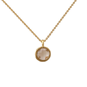 Collier bohème superposé plaqué or 18 carats avec pendentif délicat rond en quartz cristal transparent, bijou artisanal en pierre facettée, cadeau pour elle - Product Image 4