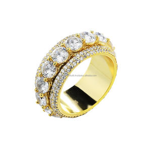 Bague en argent sterling 925 avec diamant Moissanite, ton or, pierre ronde, alliance éternité, bijoux de mariée de luxe, vente en gros - Product Image 1