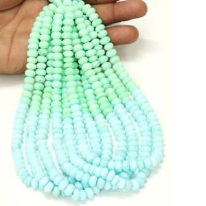 Cuentas de Ópalo Verde Azulado en Forma de Rondelle: 7-10 mm, Piedras Preciosas para Joyería y Manualidades - Product Image 1