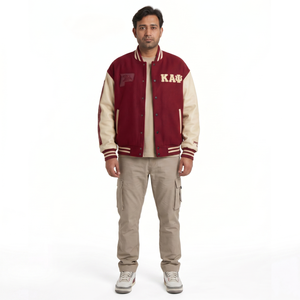 Blouson universitaire personnalisable en laine et cuir pour homme, coupe oversize, style streetwear, veste Letterman, vêtements de fraternité grecque, vente en gros OEM - Product Image 1