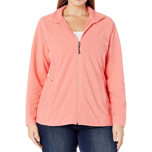 Veste d'hiver chaude pour femme, en polaire 100% polyester imperméable, couleur corail uni, fermeture éclair intégrale, col montant - Product Image 5