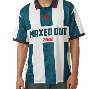 Camiseta de Fútbol Americano Personalizada con Cuello, 100% Poliéster, Camiseta de Fútbol a Rayas, Fabricante de Uniformes Personalizados OEM, Suministro al por Mayor - Product Image 2