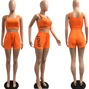Custom Women’s Ribbed Shorts <b>Set</b> 220-260 GSM Nylon Spandex Seamless Fabric Stretchy Breathable Causal Streetwear 2Piece <b>Set</b> - Product Image 4