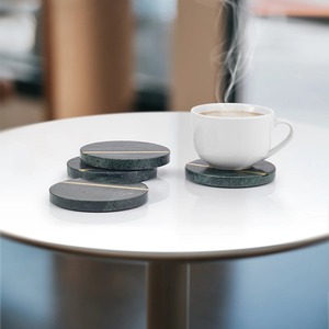 New Design Luxury Eco-Friendly Marble Round Wholesale <b>Coaster</b> <b>Set</b> with Brass FAIZA CRAFT Brand Model FC-4407 3mm Thickness - Product Image 5
