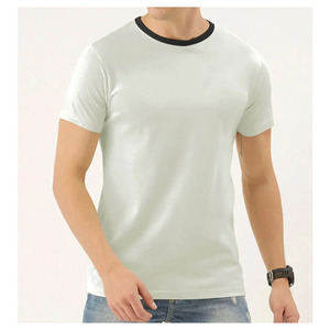 Camiseta Ringer Personalizada al por Mayor para Hombre, Cuello en Contraste de Dos Tonos, Cuello Redondo, Manga Corta, Corte Regular, Poliéster/Algodón, de Secado Rápido - Product Image 1