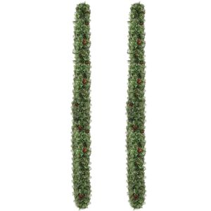 Confezione da 2 Ghirlande Natalizie Pre-Illuminata Effetto Neve 2,7m, 200 Luci Calde, 440 Punte, Rosse, Stile Moderno per Interni, Ghirlanda Artificiale - Product Image 1