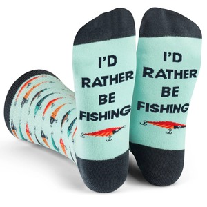 Calcetines Personalizados de Pesca, Caza y Béisbol para Hombre, de Algodón, con Estampado de Dibujos Animados, Transpirables, para Uso Diario, con Logotipo y Frases Divertidas en la Parte Inferior - Product Image 4