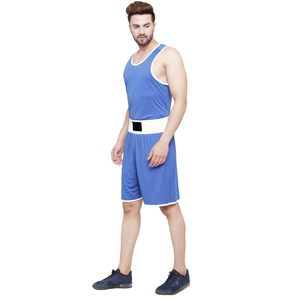 Conjuntos de Boxeo de Artes Marciales de Buena Calidad, Traje de Entrenamiento Color Azul, Tejido de Poliéster Transpirable y Duradero, Ropa de Combate - Product Image 3