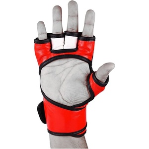 Los mejores guantes personalizados de entrenamiento MMA de cuero de vaca de 8oz y 6oz, empuñaduras de mano, punzonado de cuero real, diseño de logotipo privado OEM ODM - Product Image 4