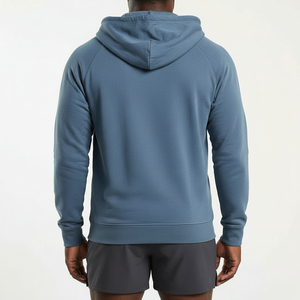 Men's Premium Fashion Zip Hoodie Soft Heavyweight Fleece Solid Color Drawstring Custom Woven <b>Label</b> Private <b>Label</b> OEM Manufacture - Product Image 2