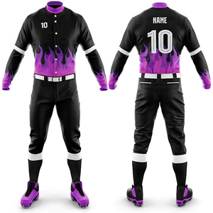 Ensemble d'uniformes de baseball imprimés sur mesure, respirants, de haute qualité, unisexes, pour adultes, vêtements de sport de softball, design premium noir - Product Image 1