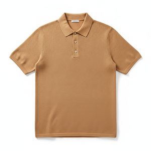Polo en coton tricoté à manches courtes pour homme, couleur unie, décontracté, boutonné, anti-plis, coupe classique - Product Image 1